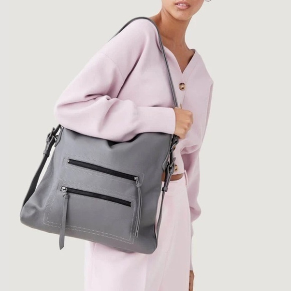 Botkier gray leather CHELSEA CONVERTIBLE HOBO backpack bag